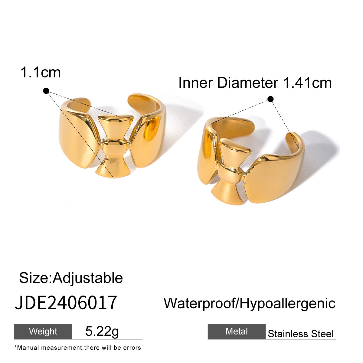 1 Pair Simple Series Casual Bow Knot Stainless Steel 18K Gold Plated Women's Earrings h5 Picture2