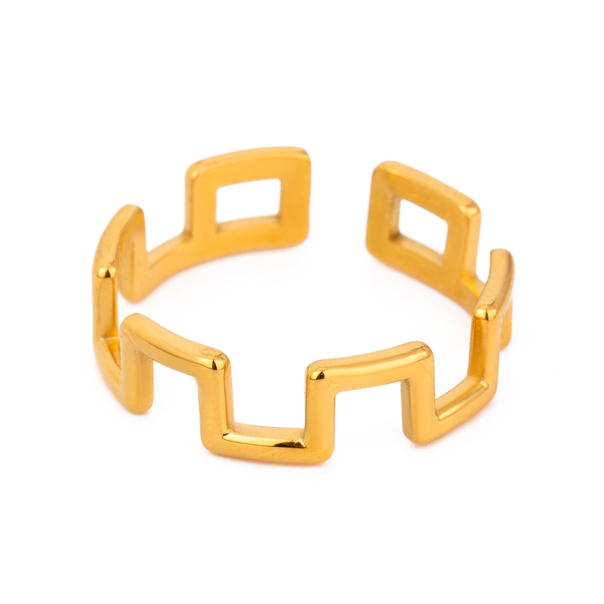 1 Piece Simple Series Simple Geometric Stainless Steel 18K Gold Plated Women's Adjustable Rings h5 Picture4