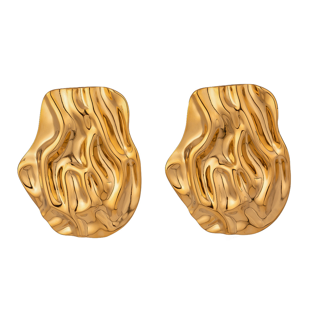 1 par de aretes tipo botón de acero inoxidable chapados en oro de 18 quilates con diseño geométrico retro de serie simple para mujer h5 Imagen5