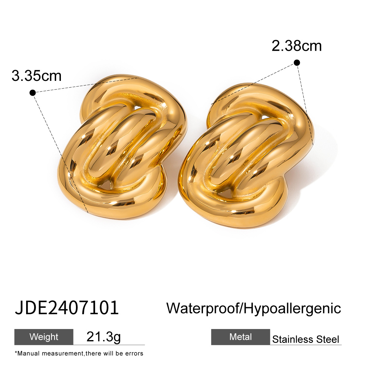 1 Pair Simple Series Retro Twist Stainless Steel 18K Gold Plated Women's Stud Earrings h5 Picture2