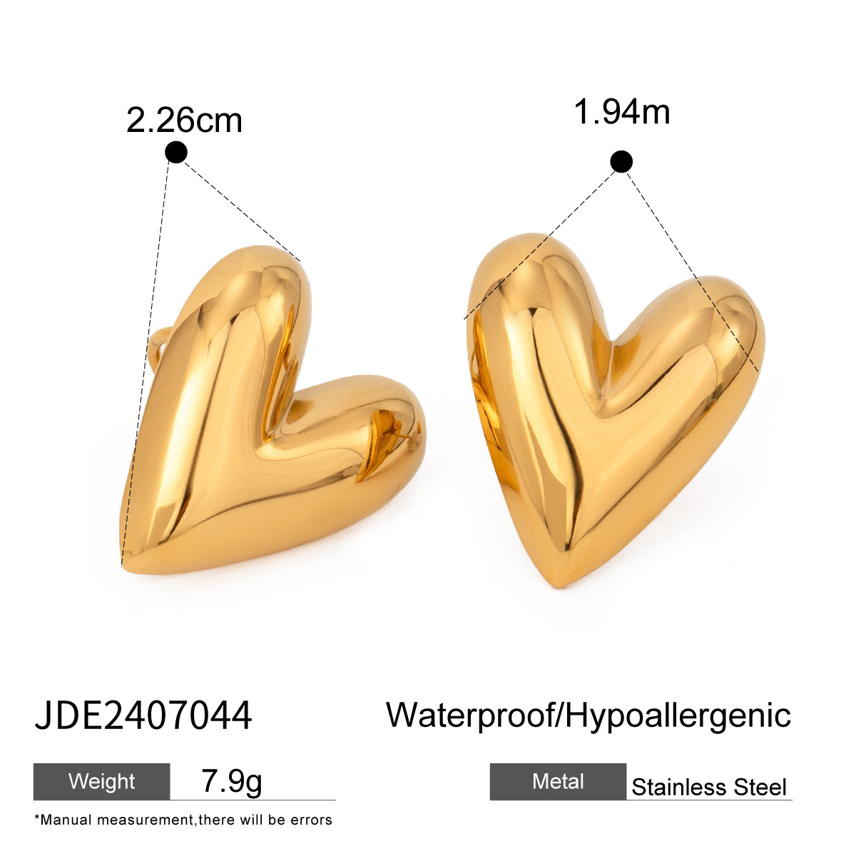 1 Pair Simple Series Retro Heart Stainless Steel 18K Gold Plated Women's Earrings h5 Picture2