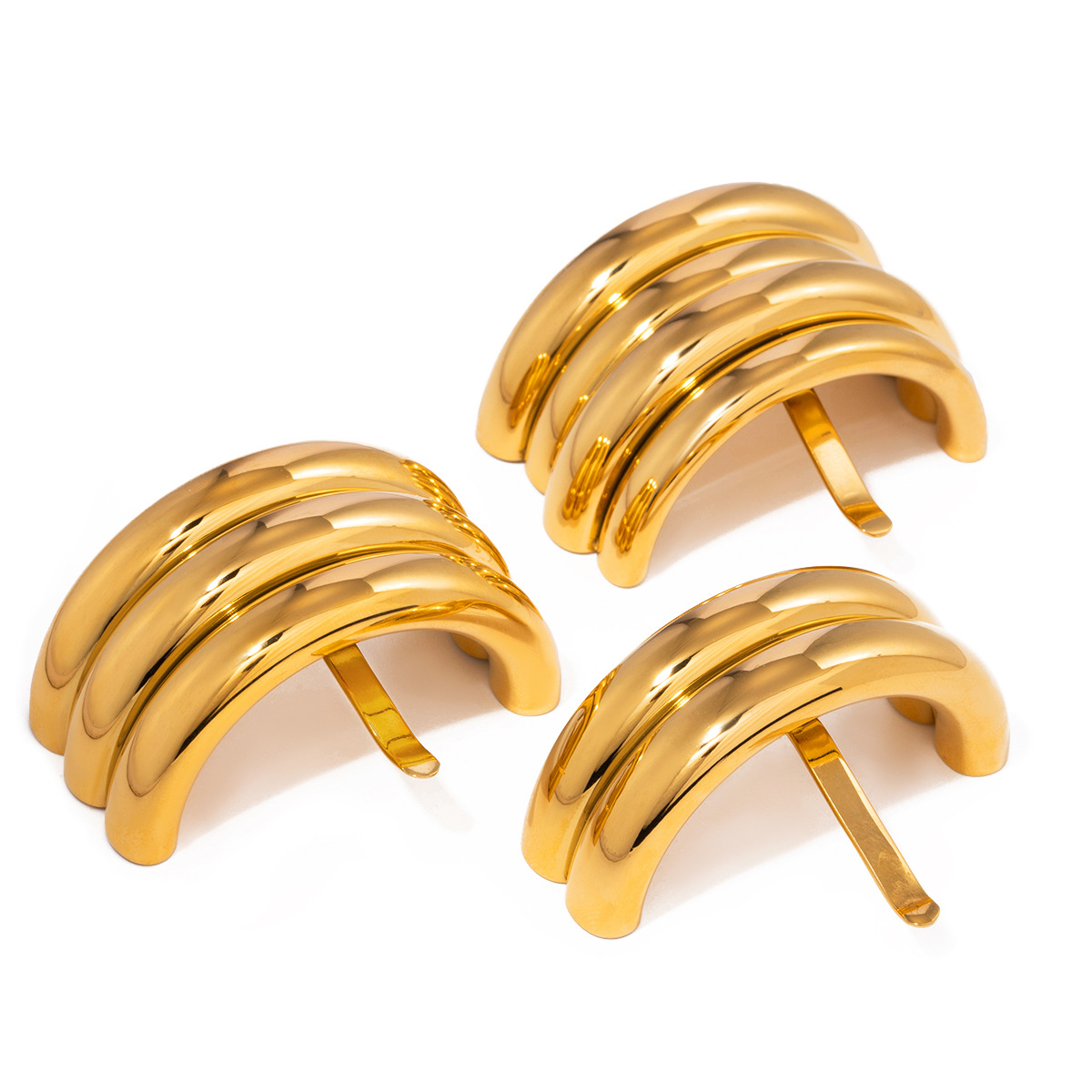 1 Piece Simple Series Simple Solid Color Stainless Steel 18K Gold Plated Women's Hair Clips h5 Picture5