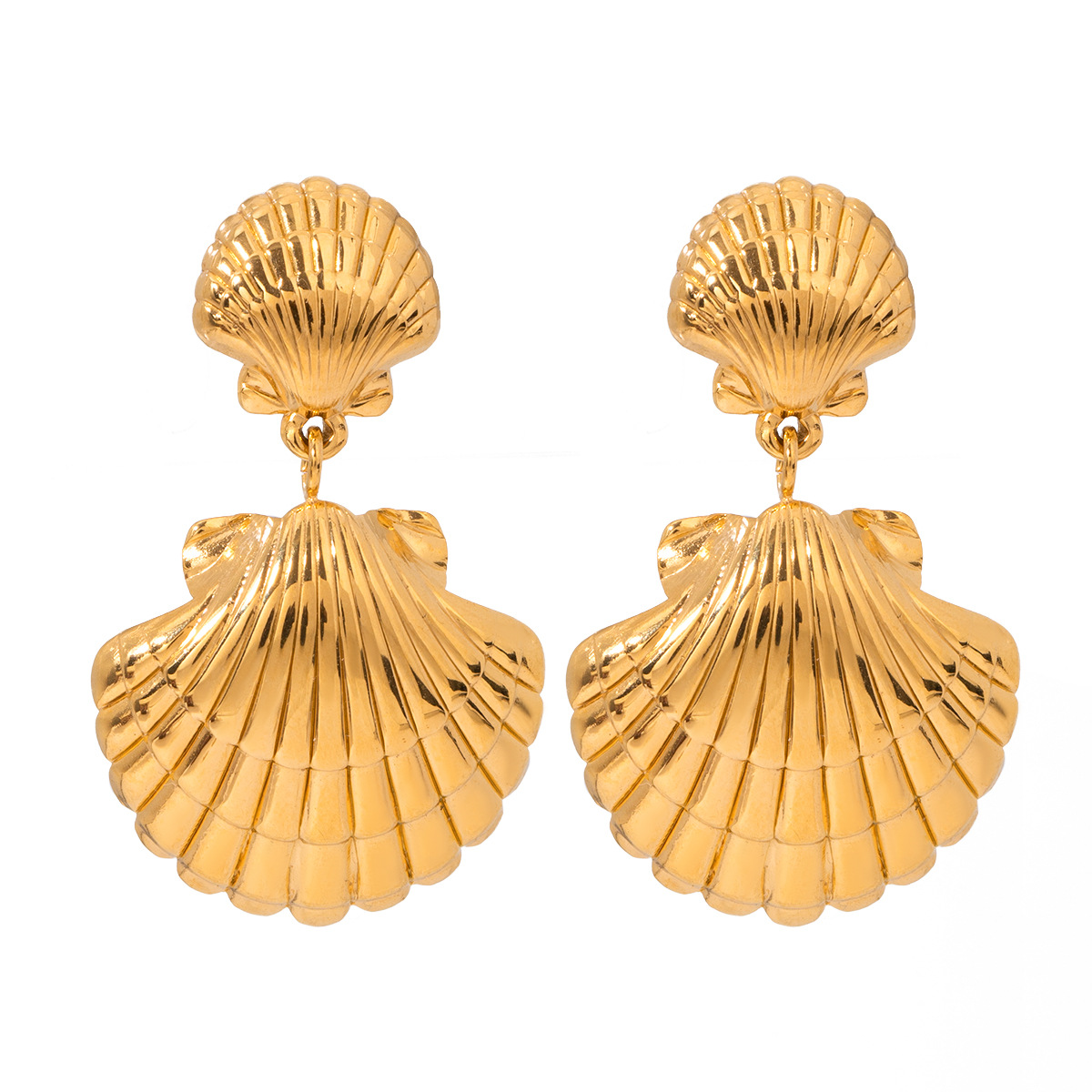 1 par de aretes colgantes de acero inoxidable chapados en oro de 18 quilates con diseño de tortuga de vacaciones de la serie Simple para mujer h5 Imagen5