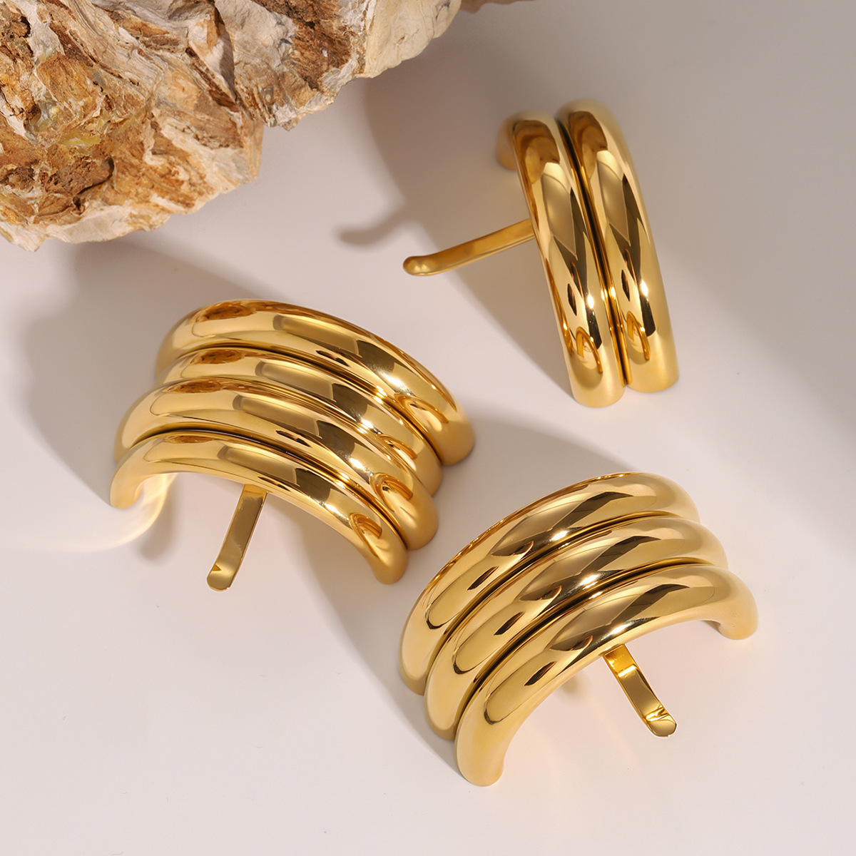 1 Piece Simple Series Simple Solid Color Stainless Steel 18K Gold Plated Women's Hair Clips h5 