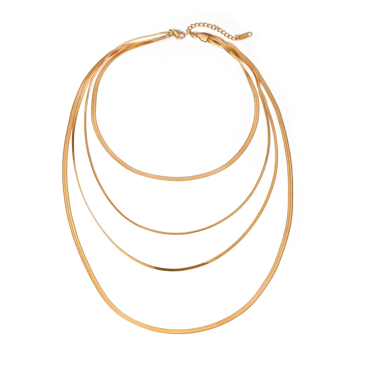 1 Stück Simple Series Einfache einfarbige Edelstahl-Mehrfachkette mit 18 Karat Goldauflage für Damen h5 Bild5