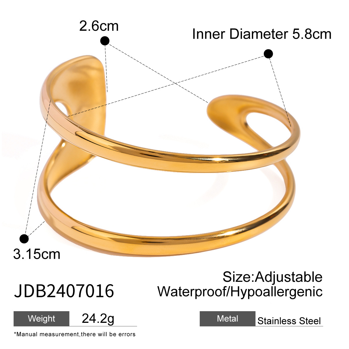 1 stuk Eenvoudige serie Eenvoudige effen kleur roestvrij staal 18K vergulde damesarmbanden h5 Afbeelding2