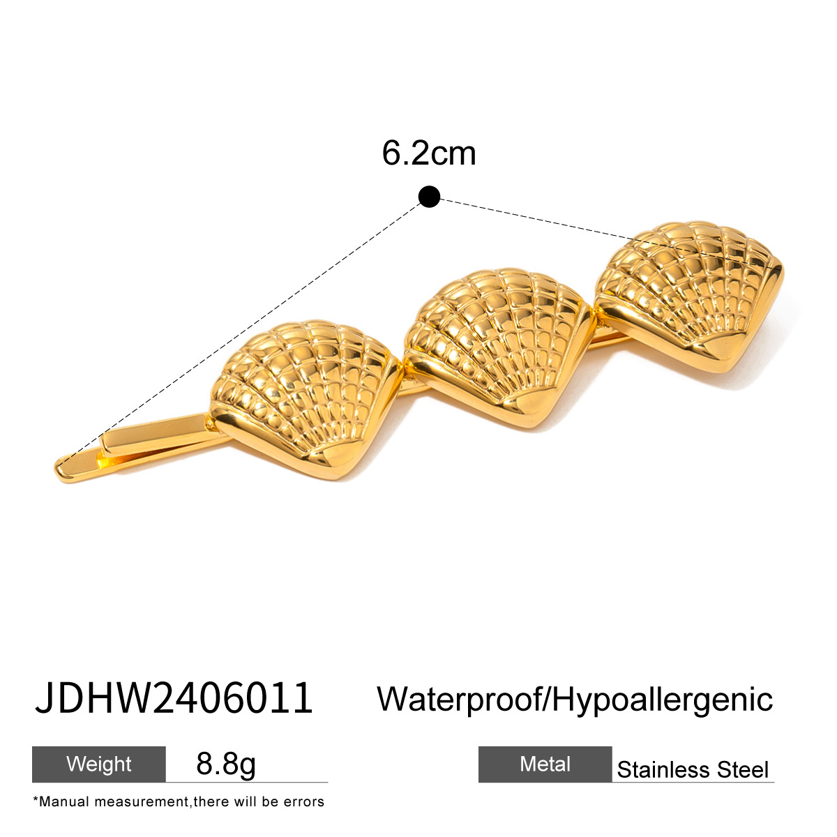 1 Piece Simple Series ins style Turtle Stainless Steel 18K Gold Plated Women's Hair Clips h5 Picture2