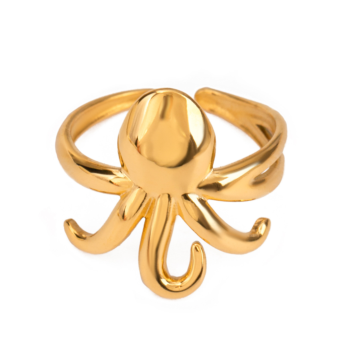 Anillos ajustables para mujer de acero inoxidable chapado en oro de 18 quilates con diseño de animales de vacaciones de serie simple de 1 pieza h5 Imagen6