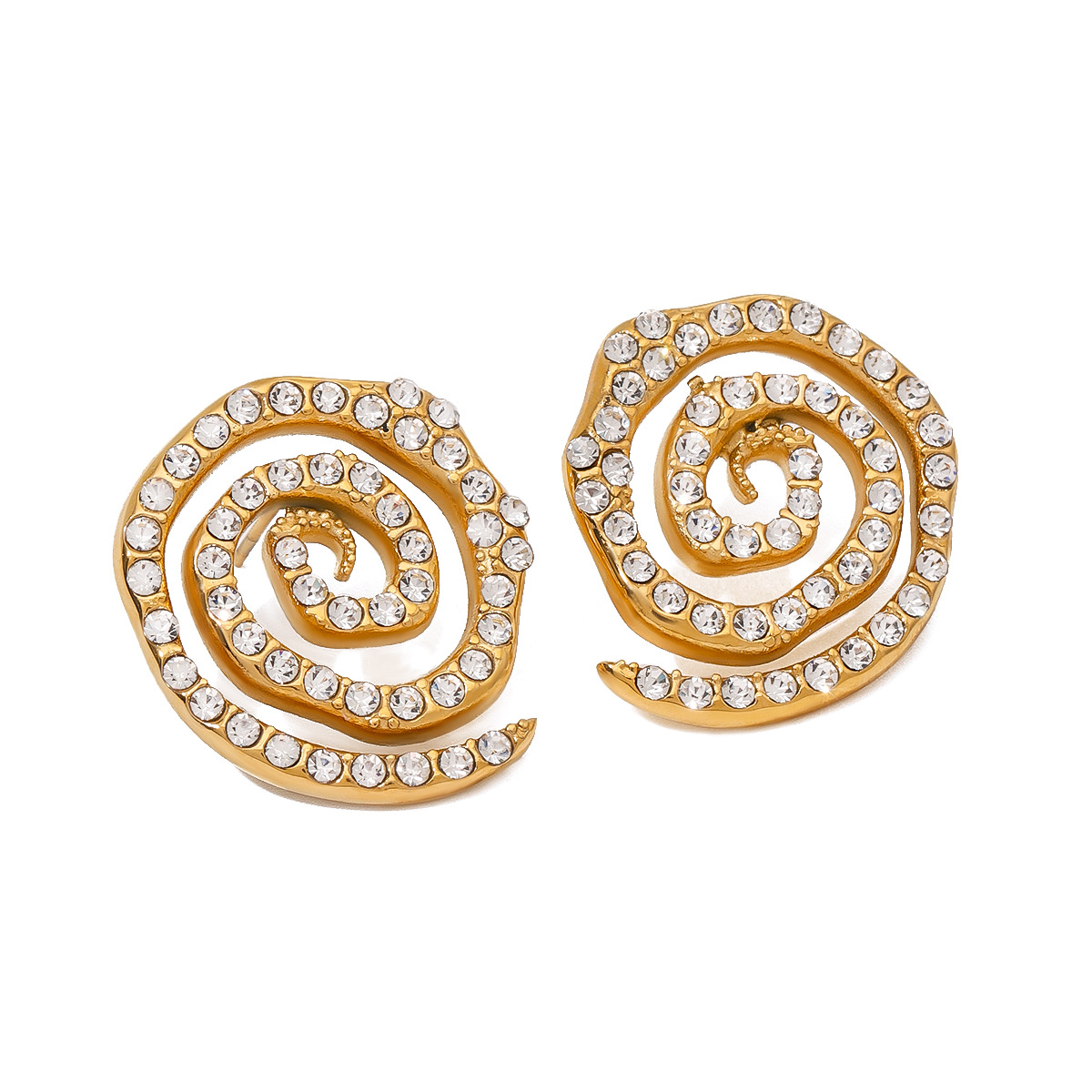 1 par de aretes tipo botón de acero inoxidable chapados en oro de 18 quilates con diamantes de imitación y forma de tortuga de lujo para mujer h5 Imagen6