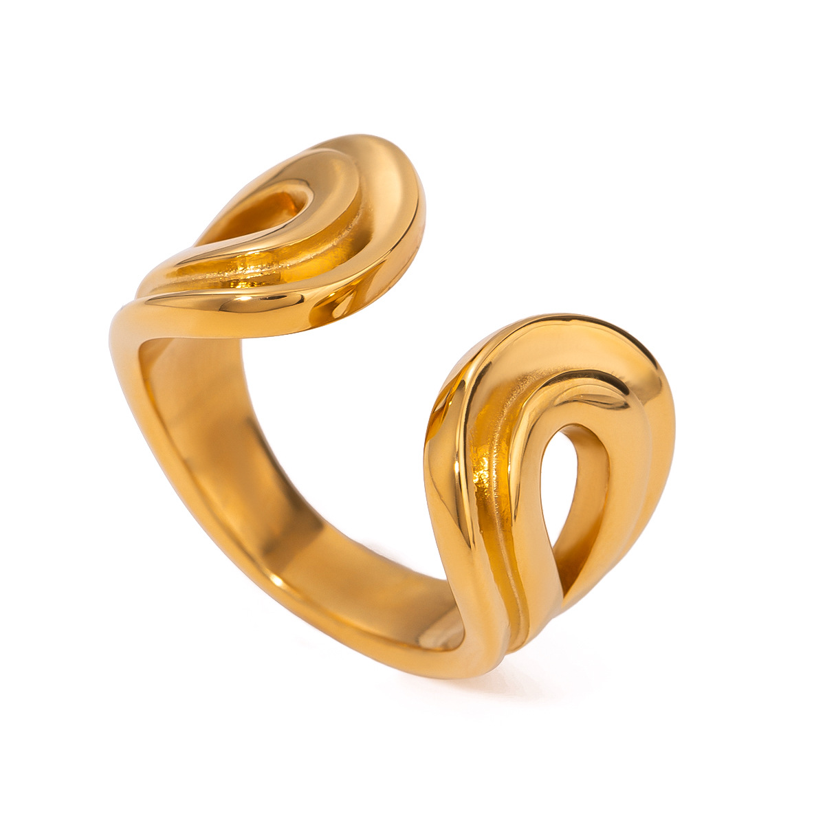 Anillos ajustables para mujer de acero inoxidable chapado en oro de 18 quilates con diseño geométrico de estilo simple de 1 pieza h5 Imagen6