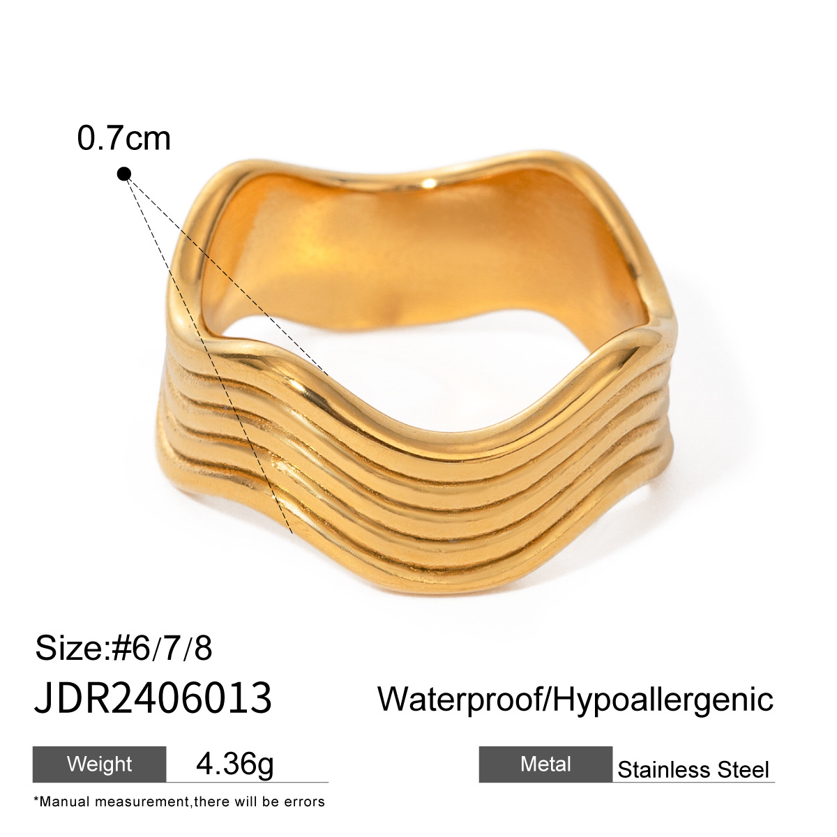 1 Stück einfacher geometrischer Edelstahlring mit 18 Karat Vergoldung für Damen Bild2