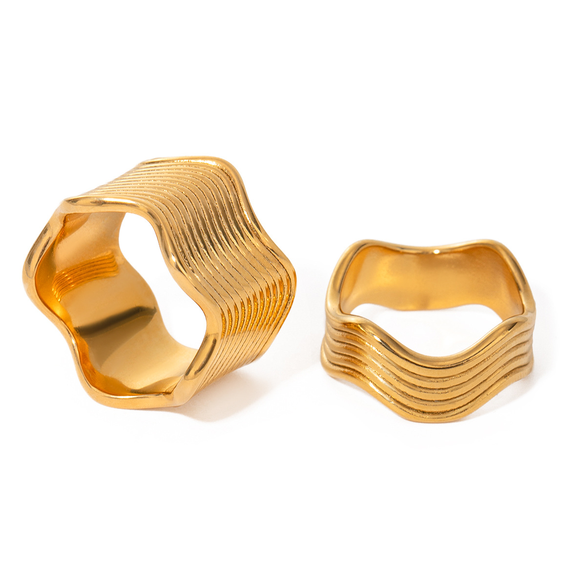 1 stuk eenvoudige stijl geometrische roestvrij staal 18K vergulde dames enkele ring h5 Afbeelding6