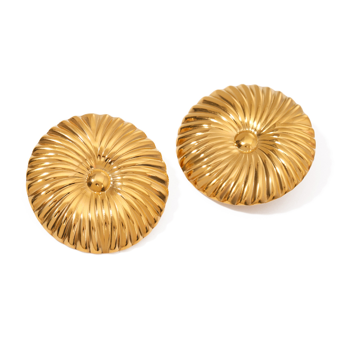 1 Pair Simple Retro Style Flower Shape Stainless Steel 18K Gold Plated Women's Stud Earrings h5 Picture5