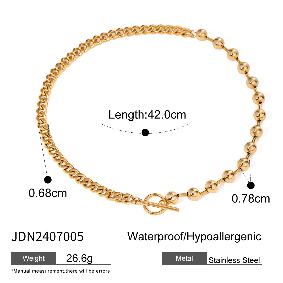 1 stuk eenvoudige stijl geometrische roestvrij staal 18K vergulde dameskettingen h5 Afbeelding2