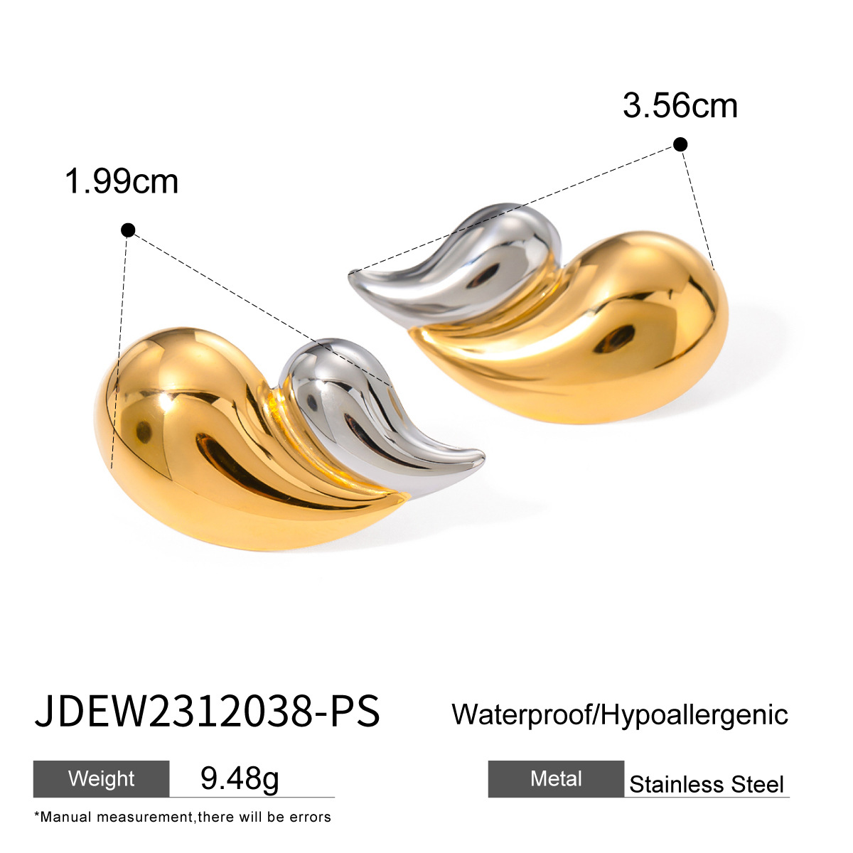 1 Pair Simple Style Droplet Shape Stainless Steel 18K Gold Plated Women's Stud Earrings h5 Picture2