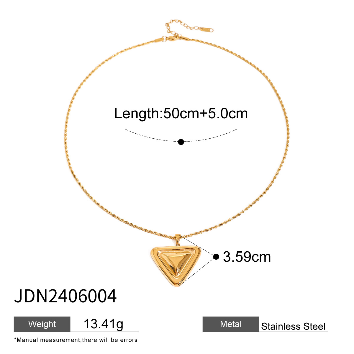 Collana da donna in acciaio inossidabile placcato oro 18K, stile semplice, forma triangolare, 1 pezzo h5 Immagine2