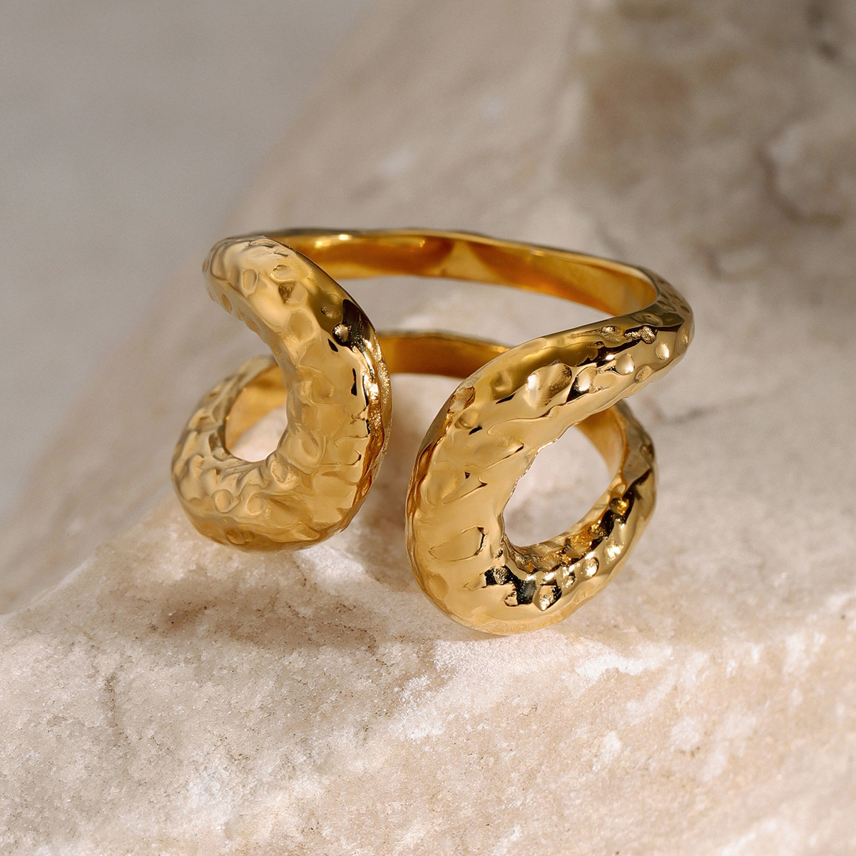 Anillos ajustables para mujer de acero inoxidable chapado en oro de 18 quilates con diseño geométrico de estilo simple de 1 pieza h5 Imagen3