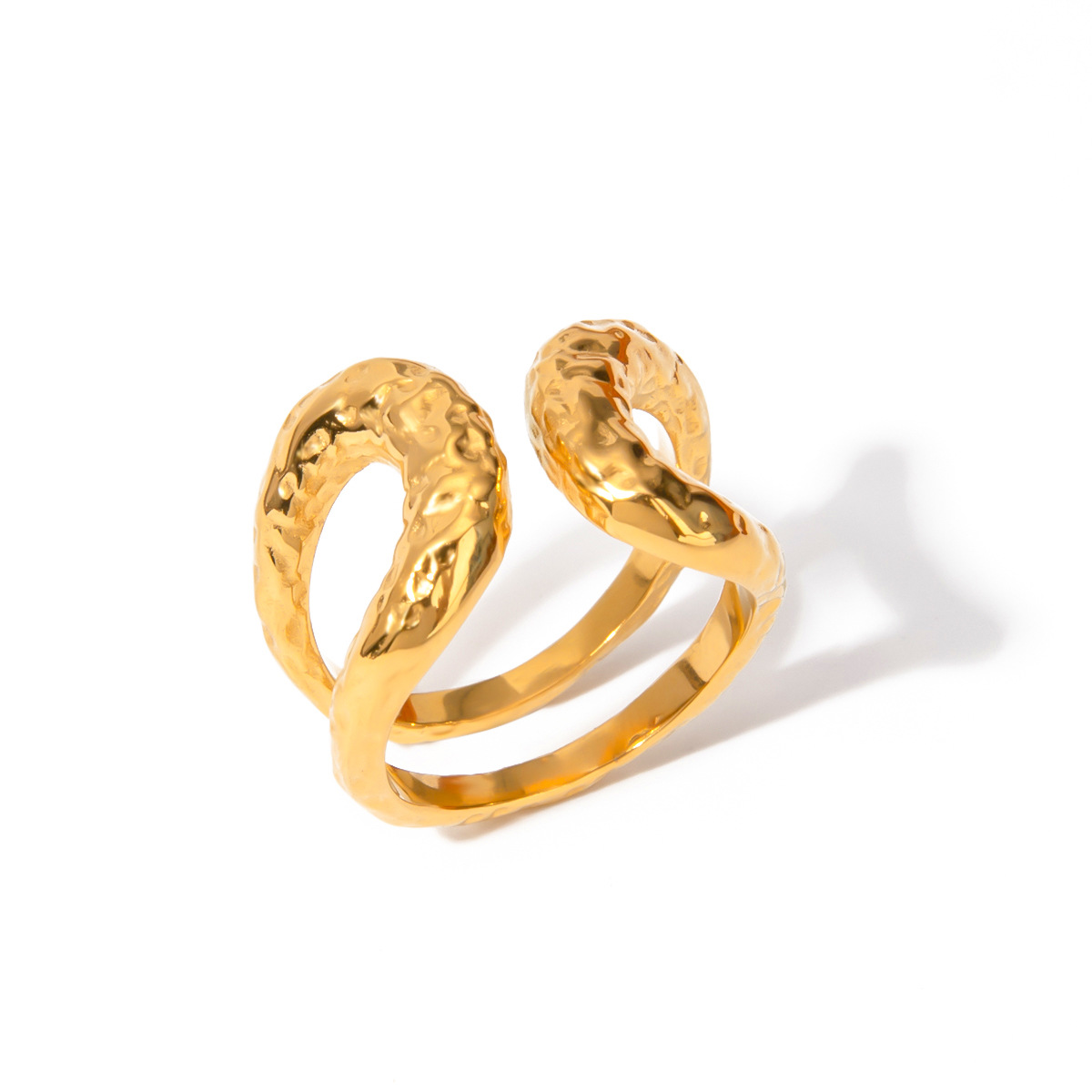 Anillos ajustables para mujer de acero inoxidable chapado en oro de 18 quilates con diseño geométrico de estilo simple de 1 pieza h5 Imagen5