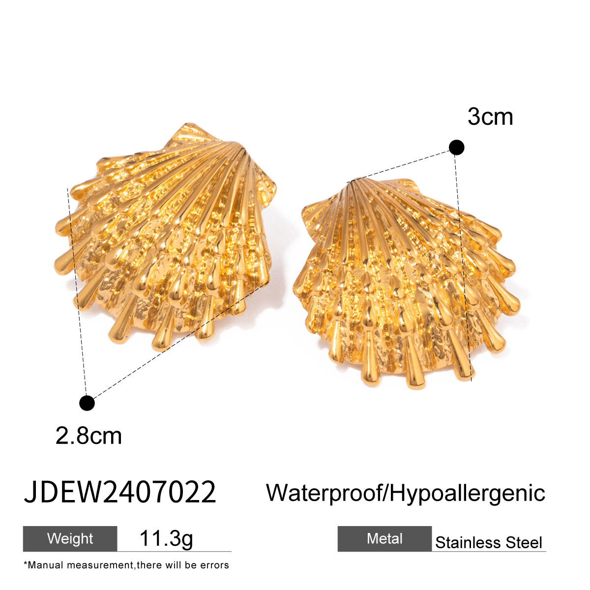 1 par de aretes tipo botón de acero inoxidable chapados en oro de 18 quilates con forma de concha de estilo simple para mujer h5 Imagen2