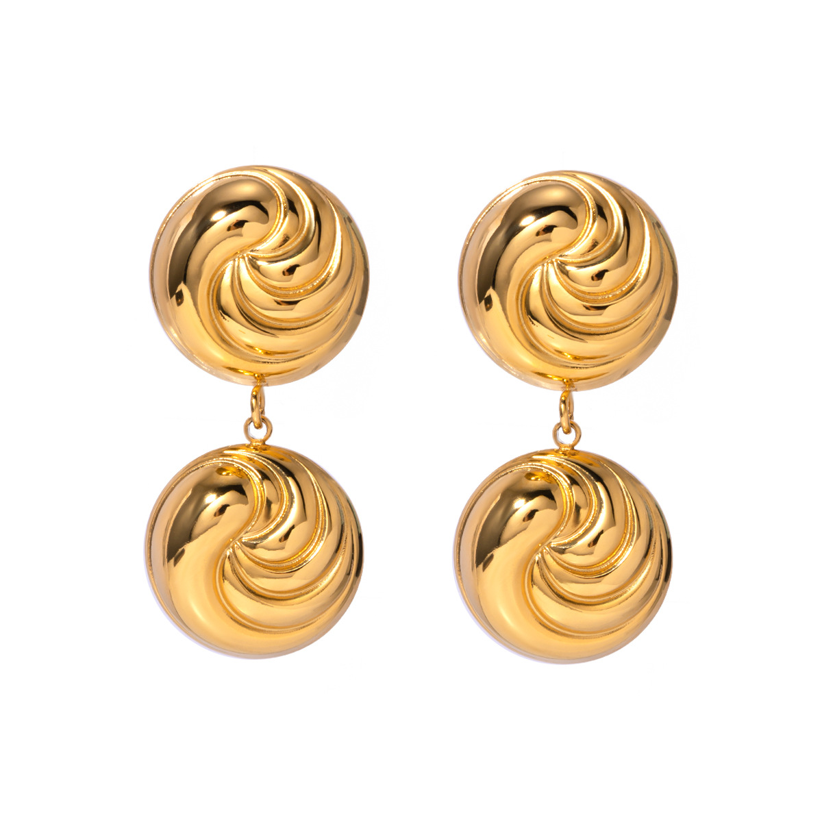 1 Pair Simple Series Retro line Stainless Steel 18K Gold Plated Women's Drop Earrings h5 Picture4