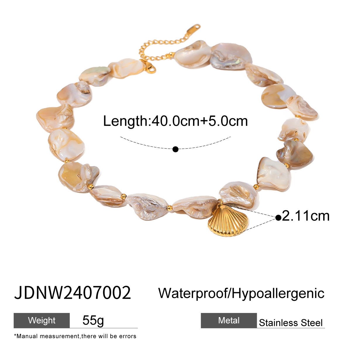 Collar de cuentas de concha marina chapado en oro de 18 quilates de acero inoxidable con forma de estrella de mar estilo vacaciones simple para mujer de 1 pieza h5 Imagen2