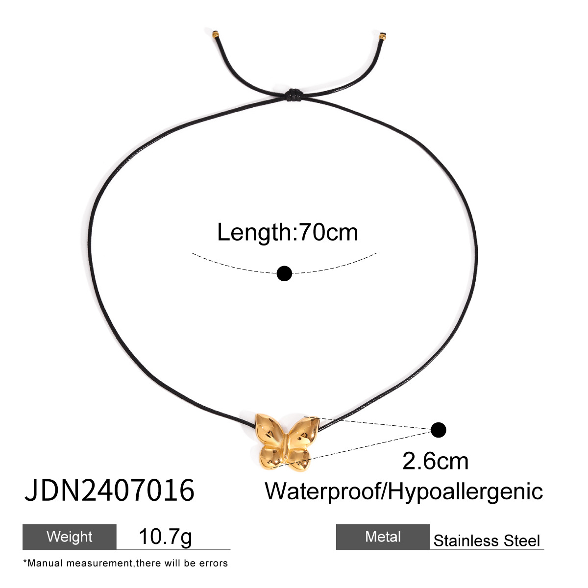 1 stuk Eenvoudige stijl vlindervorm roestvrij staal 18K verguld damesketting h5 Afbeelding2