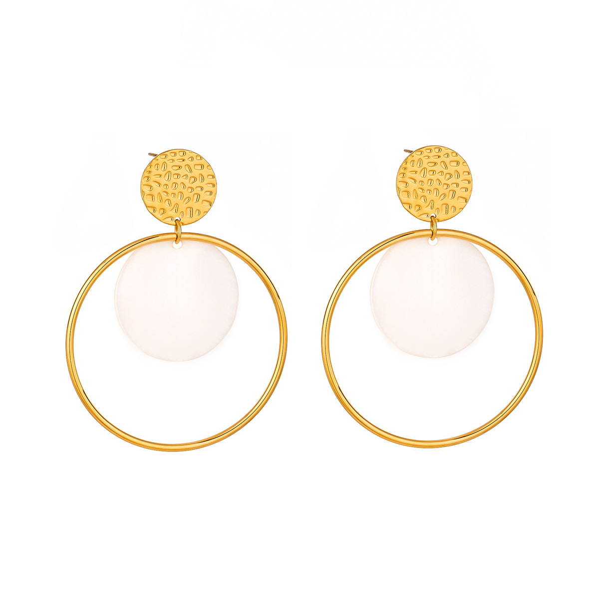 1 Pair Simple Series Simple Geometric Stainless Steel 18K Gold Plated Shell Women's Drop Earrings h5 Picture5