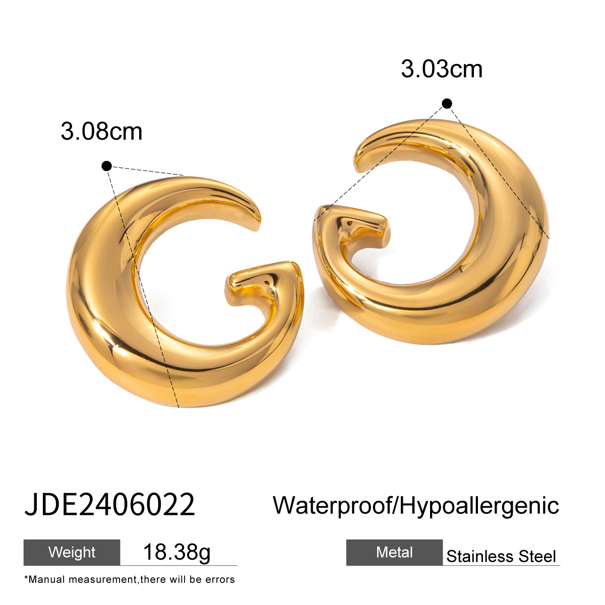 1 par de aretes de botón de acero inoxidable chapados en oro de 18 quilates con diseño geométrico de estilo simple para mujer h5 Imagen2