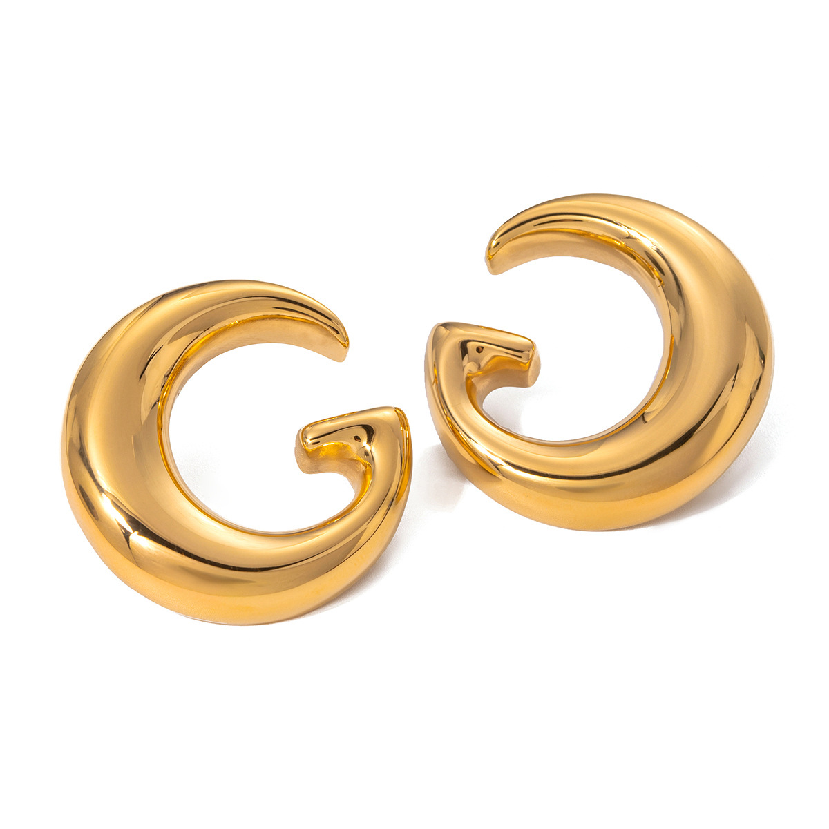 1 par de aretes de botón de acero inoxidable chapados en oro de 18 quilates con diseño geométrico de estilo simple para mujer h5 Imagen6