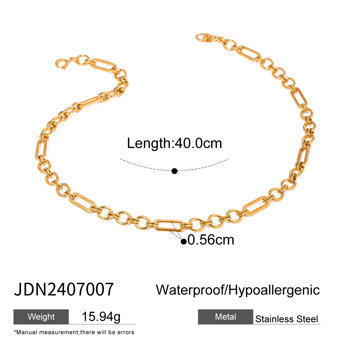 1 stuk eenvoudige klassieke stijl geometrische roestvrij staal 18K vergulde dameskettingen h5 Afbeelding2