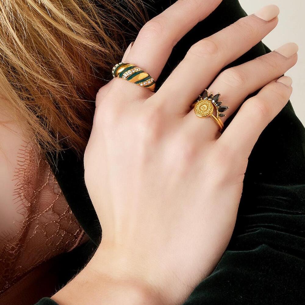 Paslanmaz Çelik Taç Yüzük Zirkon