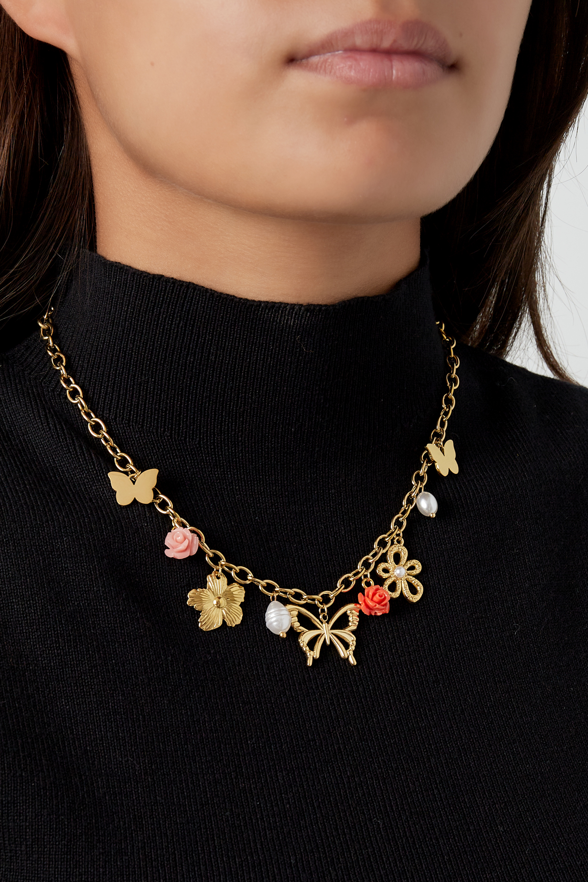 Cheerful charms necklace -Gold color 2