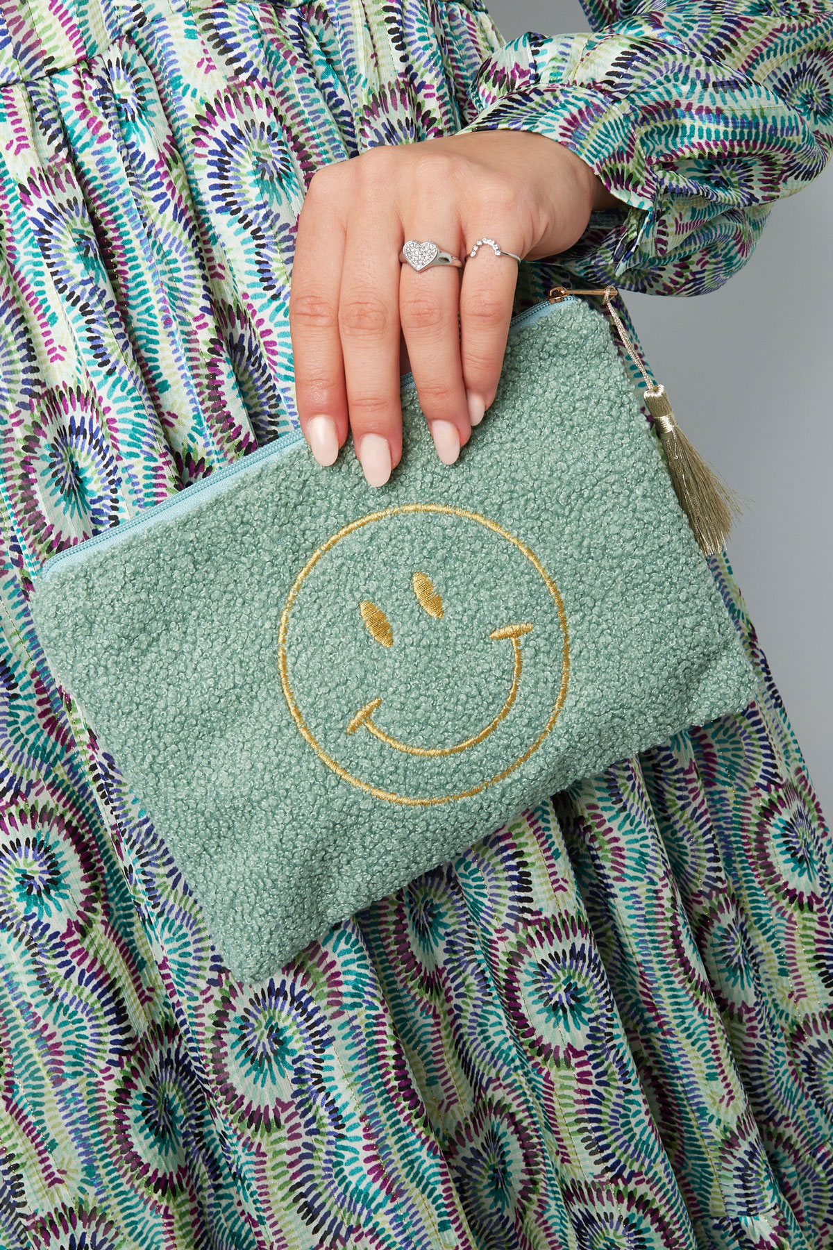 Makyaj çantası teddy smiley - yeşil Resim2