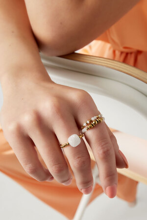Anello elastico con grande pietra White gold Stone One size h5 Immagine2
