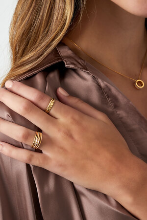 Ring mit geschichteten farbigen Details – Gold/Rosa h5 Bild3