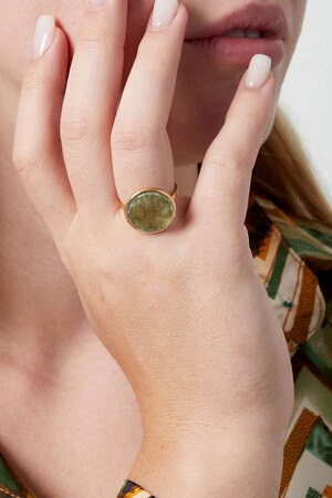 Ring basic ronde steen - goud/groen h5 Afbeelding2