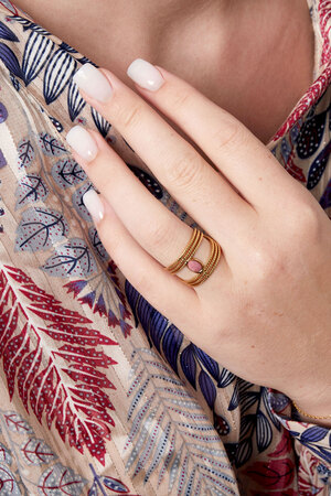 Elegante anillo llamativo con piedra - oro/rosa h5 Imagen2
