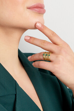 Ring three-layer stone - gold/green h5 Picture3