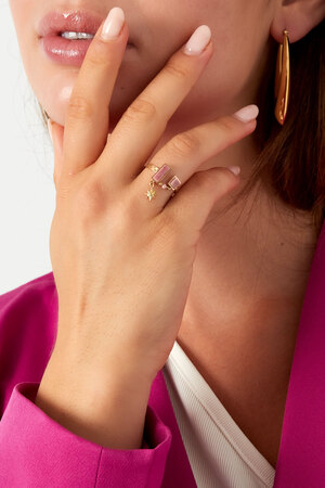 Ring open with stones - gold/pink h5 Picture2