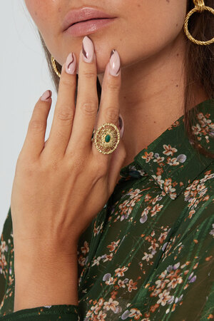 Ring round twister with stone - gold/green h5 Picture2