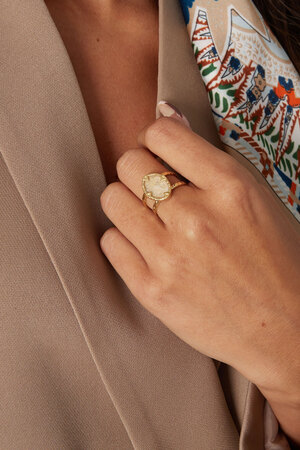 Ring with stone - gold/beige h5 Picture3
