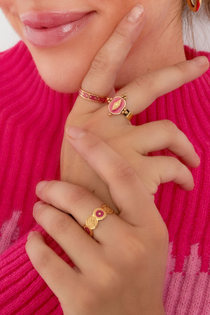 Ring circles with figure - gold/fuchsia h5 Picture2