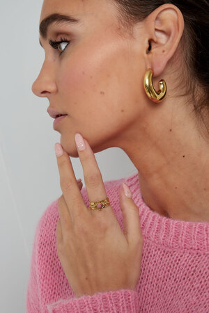 Ring steen met versiersel - goud/roze h5 Afbeelding4