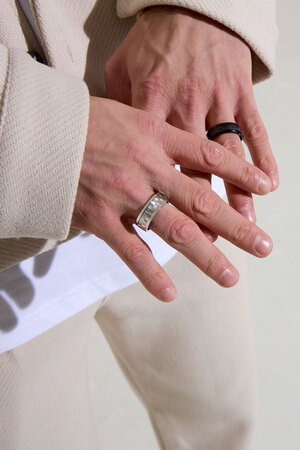 Erkek yüzüğü nervürlü - gümüş h5 Resim2