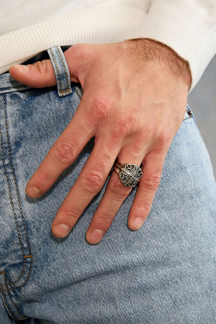 Heren ring ornament subtiel - zilver Afbeelding4