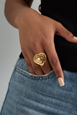 Statement heart ring with pearl - gold h5 Picture2