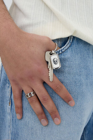 Schlüsselanhänger mit Totenkopf-Anhänger - silber h5 Bild2