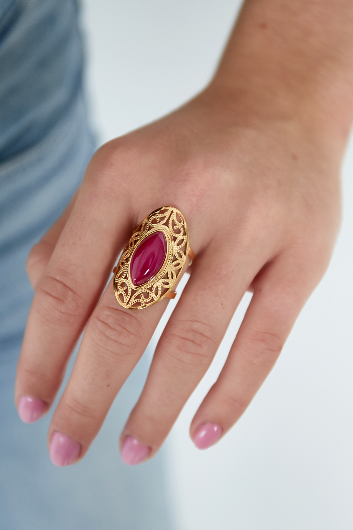 Big stone ring - red Afbeelding2