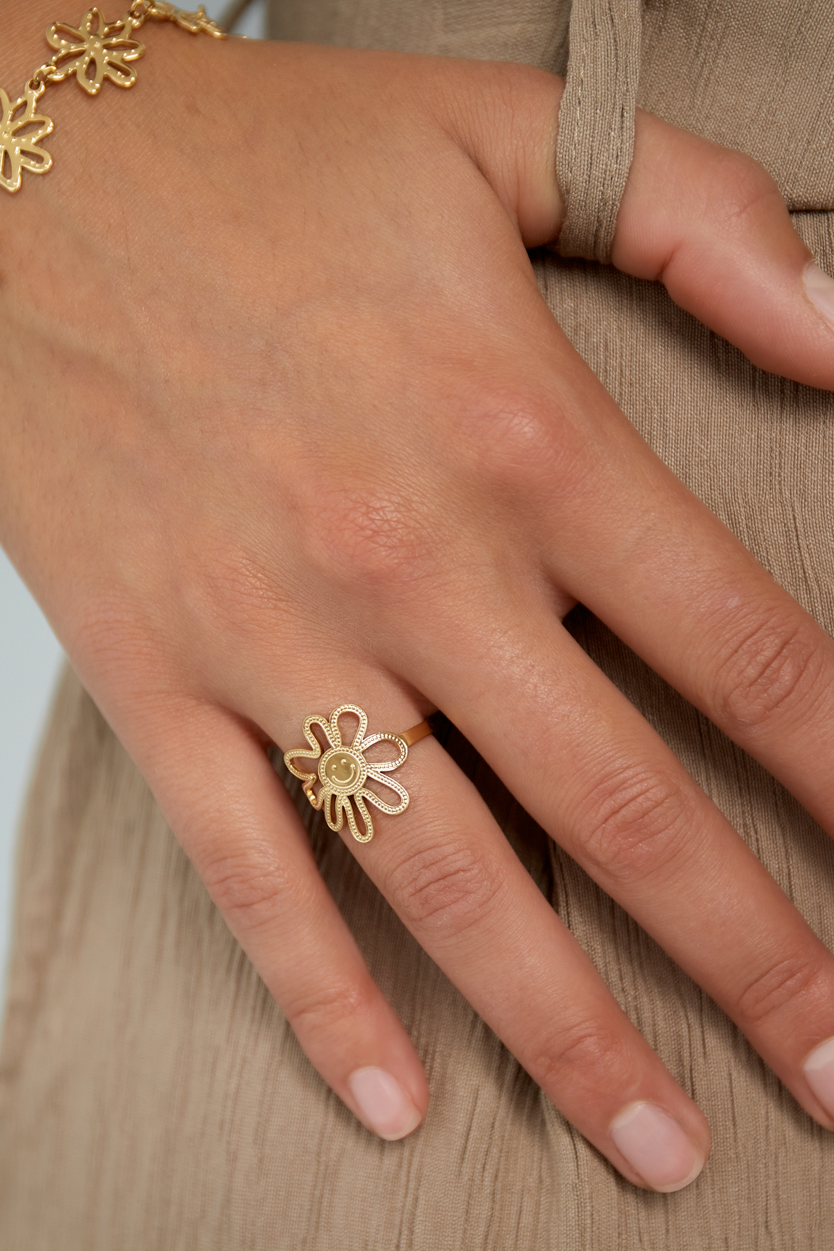 Happy Flower Girl ring - goud h5 Afbeelding2