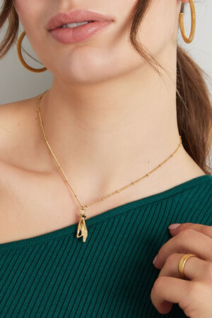 Halskette Handanhänger mit Stein – Gold/Lila h5 Bild3